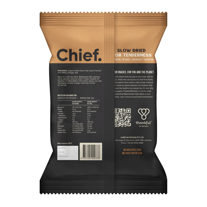 CHIEF ORGANIC GRASS-FED BILTONG 90 GR (Box of 6)