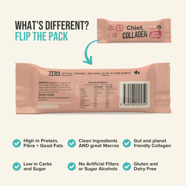 CHIEF Collagen Protein Bar - Gluten and Dairy Free Sample Box - TRY BEFORE YOU RANGE!