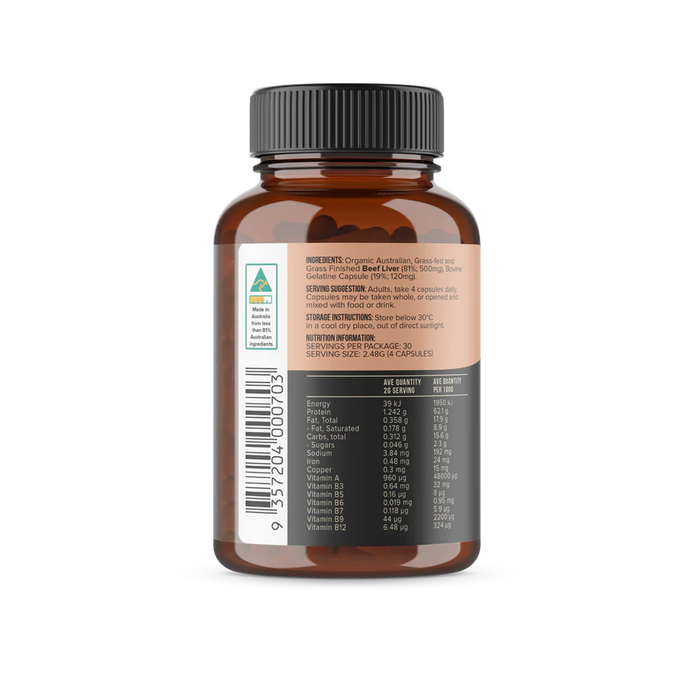 CHIEF ORGANIC BEEF LIVER ENERGY BOOST CAPSULES