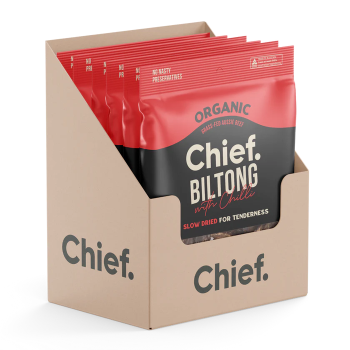 CHIEF ORGANIC GRASS-FED BILTONG 90 GR (Box of 6)