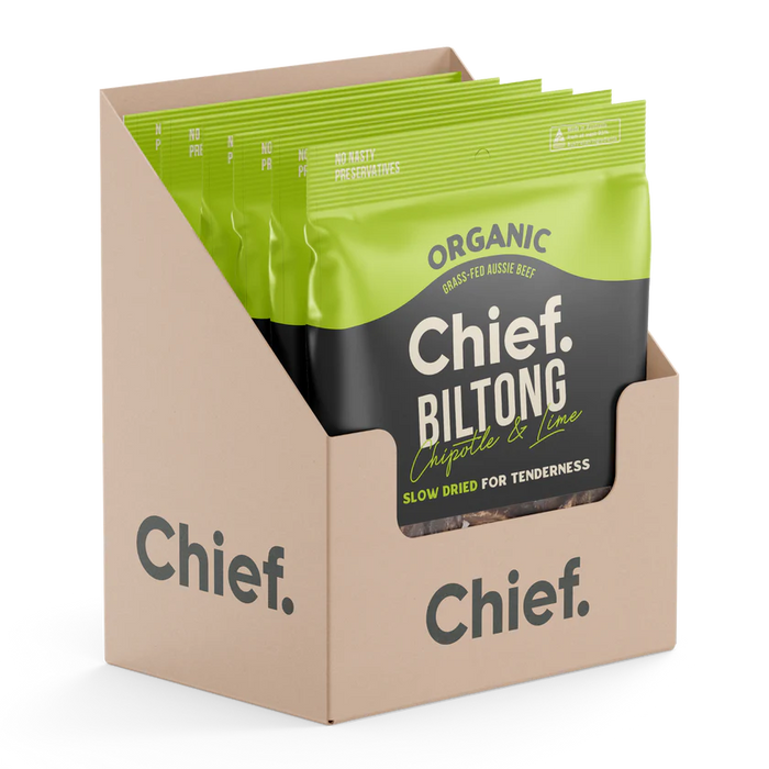 CHIEF ORGANIC GRASS-FED BILTONG 90 GR (Box of 6)