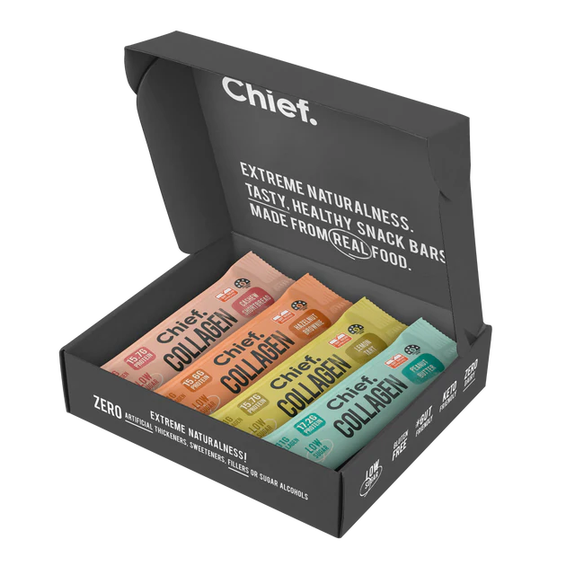 CHIEF Collagen Protein Bar - Gluten and Dairy Free Sample Box - TRY BEFORE YOU RANGE!