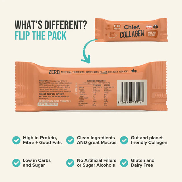 CHIEF Collagen Protein Bar - Gluten and Dairy Free Sample Box - TRY BEFORE YOU RANGE!