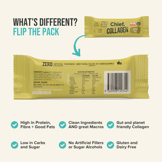 CHIEF Collagen Protein Bar - Gluten and Dairy Free Sample Box - TRY BEFORE YOU RANGE!