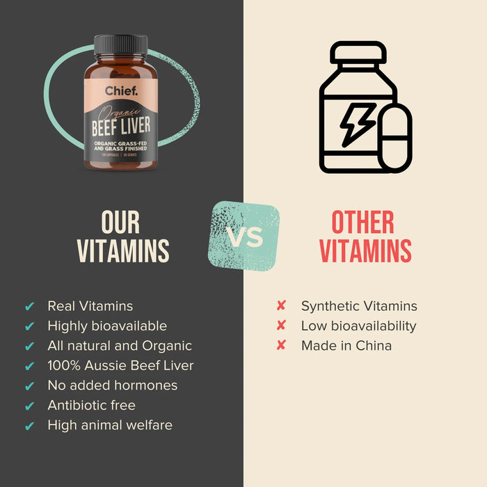 CHIEF ORGANIC BEEF LIVER ENERGY BOOST CAPSULES