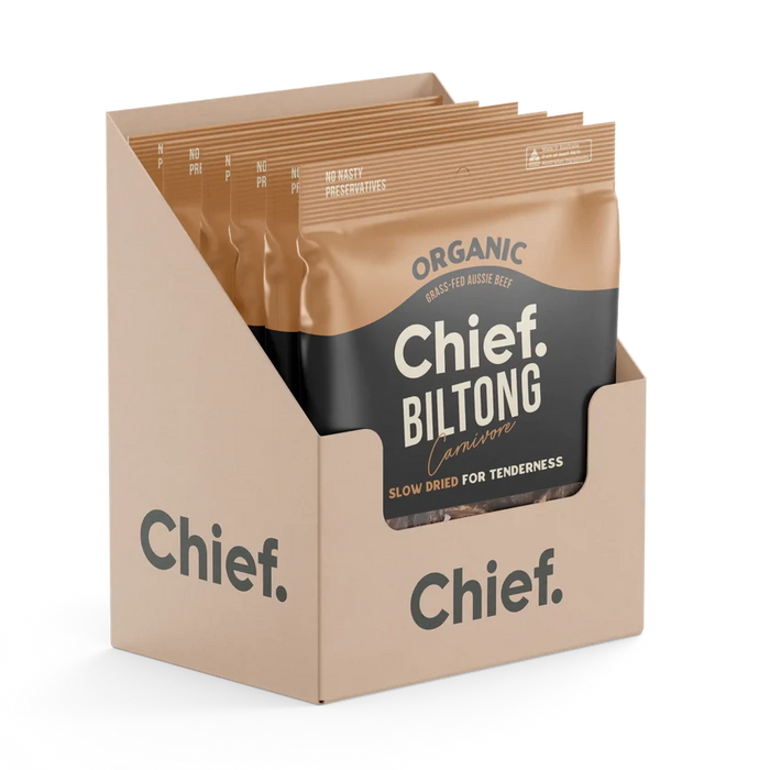CHIEF ORGANIC GRASS-FED BILTONG 90 GR (Box of 6)