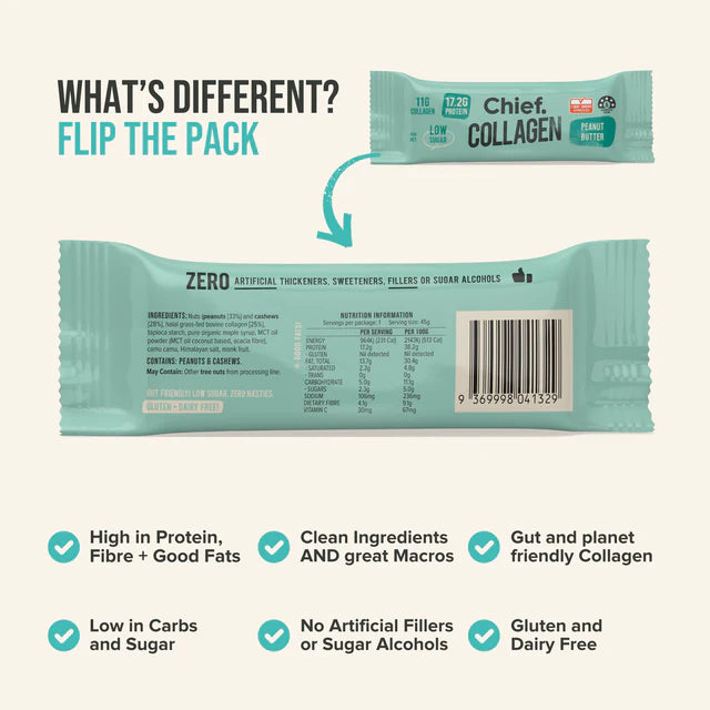 CHIEF Collagen Protein Bar - Gluten and Dairy Free Sample Box - TRY BEFORE YOU RANGE!