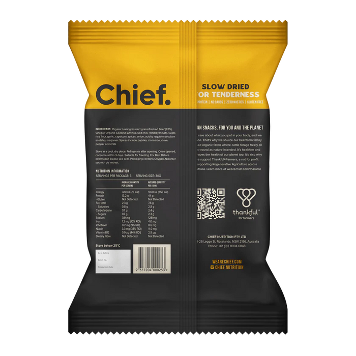 CHIEF ORGANIC GRASS-FED BILTONG 90 GR (Box of 6)
