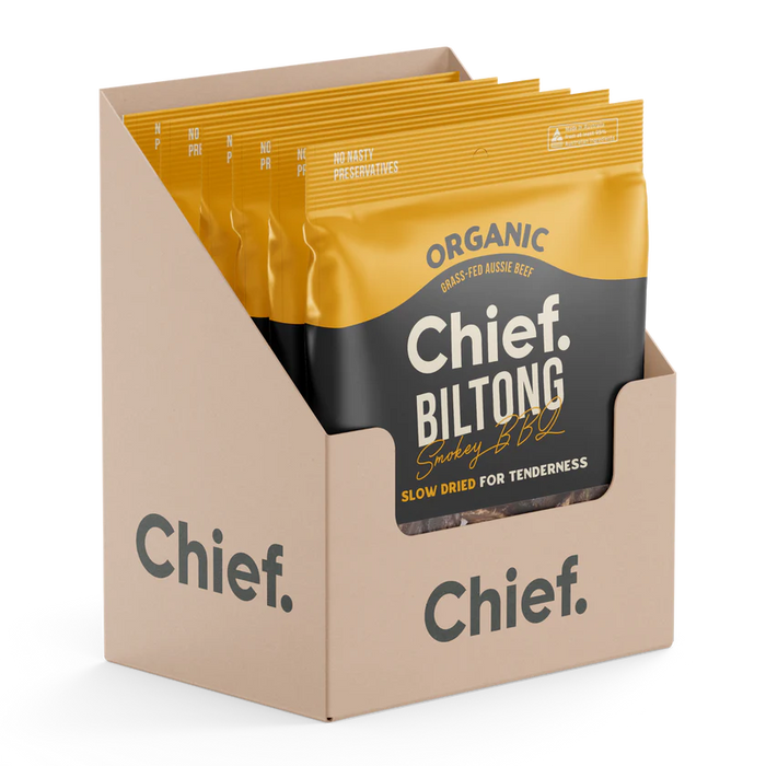 CHIEF ORGANIC GRASS-FED BILTONG 90 GR (Box of 6)
