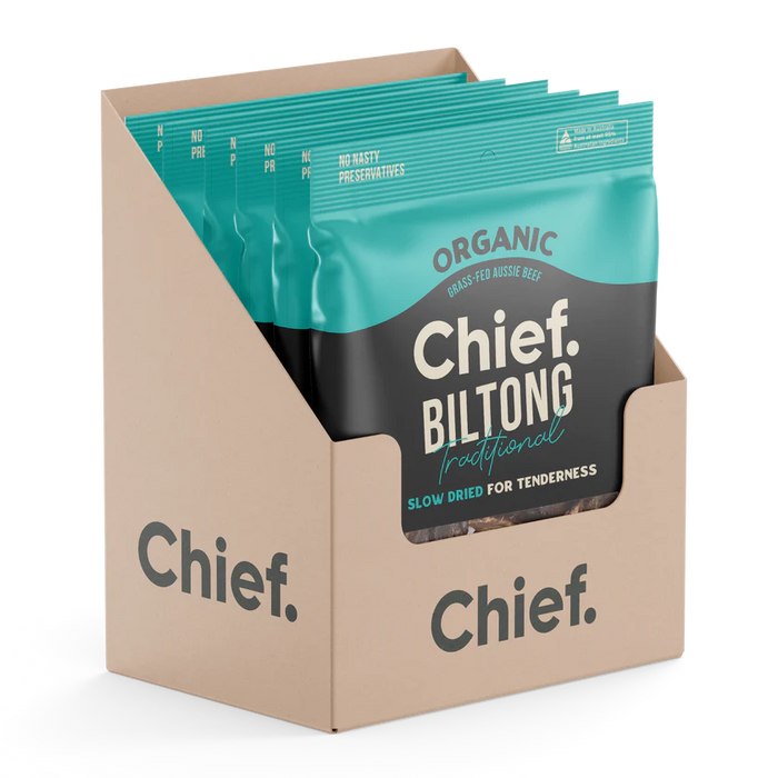 CHIEF ORGANIC GRASS-FED BILTONG 90 GR (Box of 6)