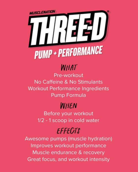 MUSCLE NATION THREE-D NON STIM PRE WORKOUT