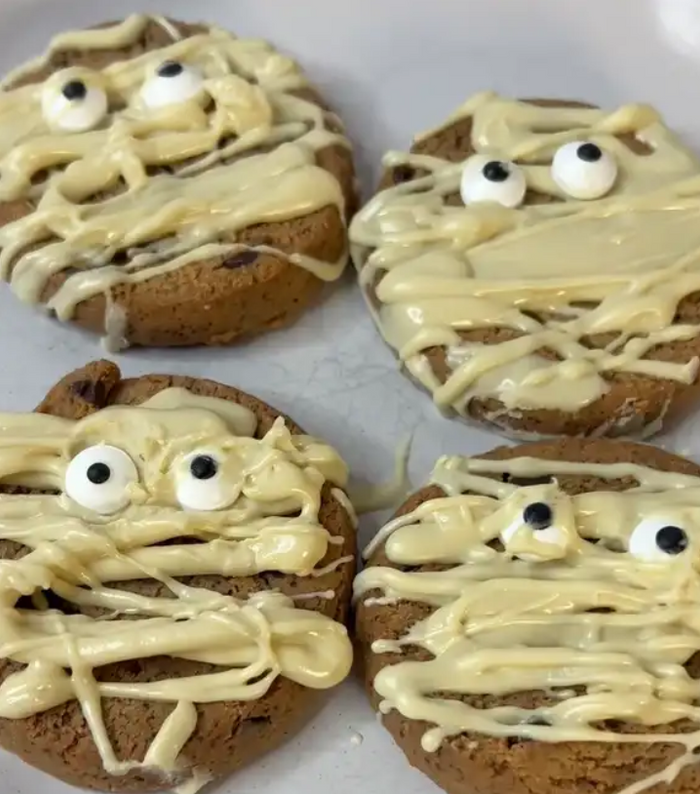 Halloween Mummy Mini Protein Cookies