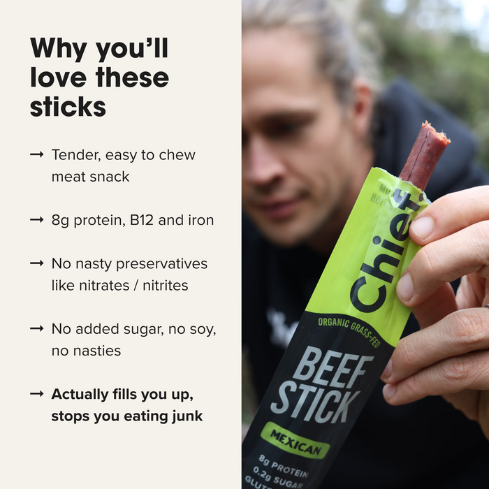 CHIEF ORGANIC BEEF STICKS (box of 12)