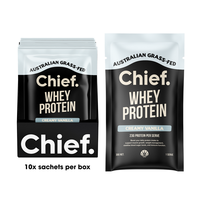 Chief Nutrition Grass-fed Whey Protein Powder (Box of 10)