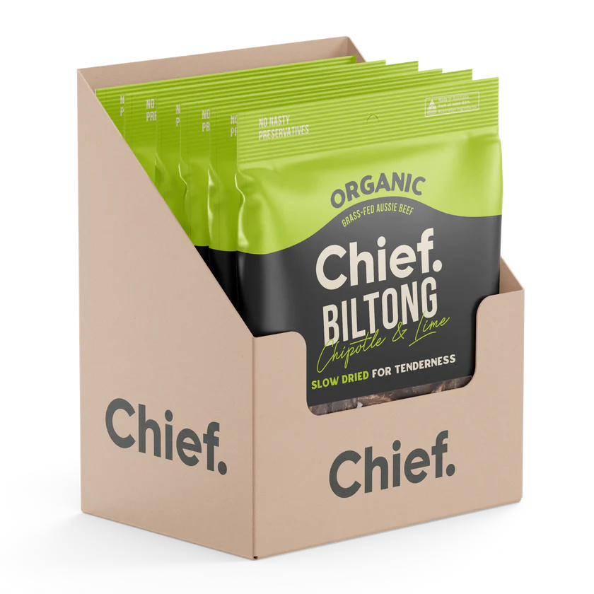 CHIEF ORGANIC GRASS-FED BILTONG 90 GR (Box of 6)