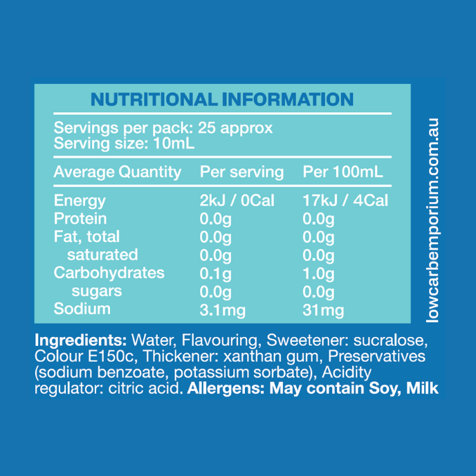 Low Carb Emporium Zero Sugar Coffee Barista Syrup – 250mL