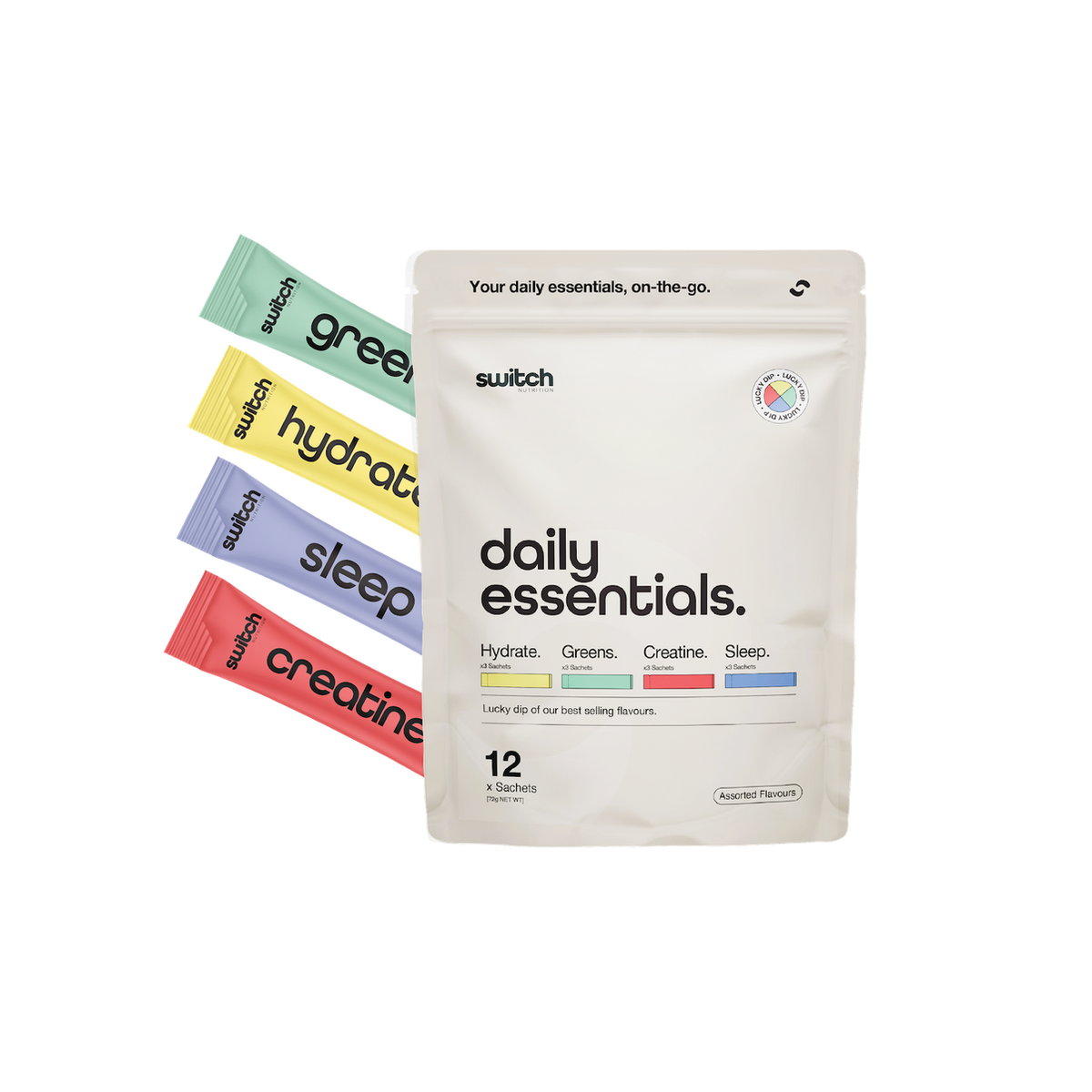SWITCH Assorted Essentials - Sample Pack Pouch [12 Stick packs]– My ...