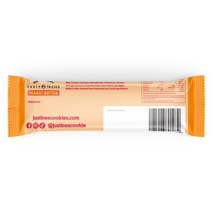 Justine's Protein Cookie Bar Forty Thieves Peanut Butter 60g