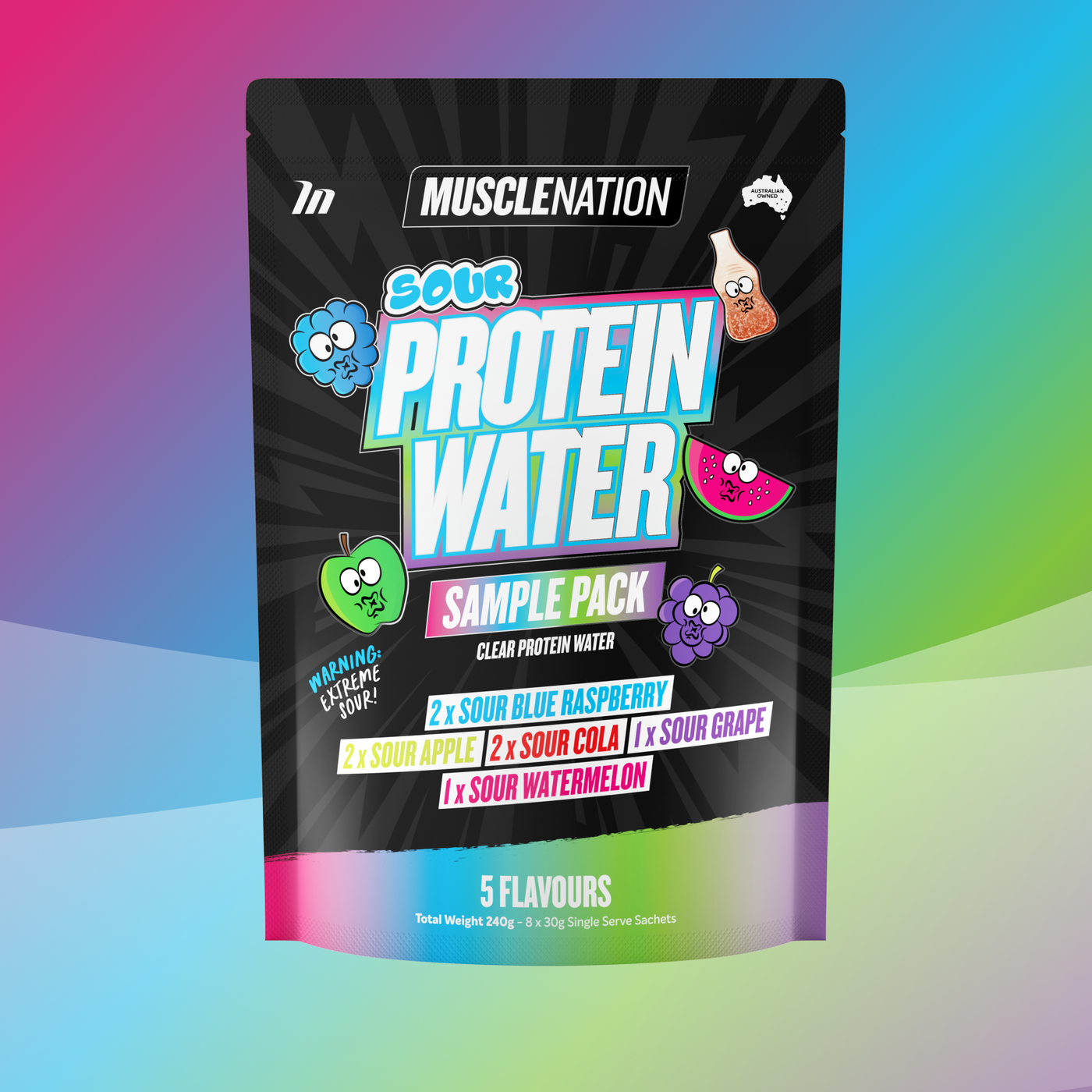 Muscle Nation PROTEIN WATER - Sour Sample Pack– My Supplements Group NZ