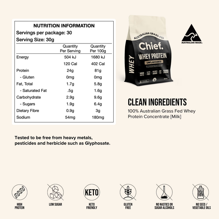 CHIEF GRASS-FED WHEY PROTEIN POWDER (30 serves)