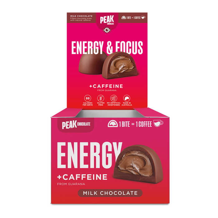 PEAK CHOCOLATE ENERGY BITE (15g) – Shelf Display Box (20 Units)
