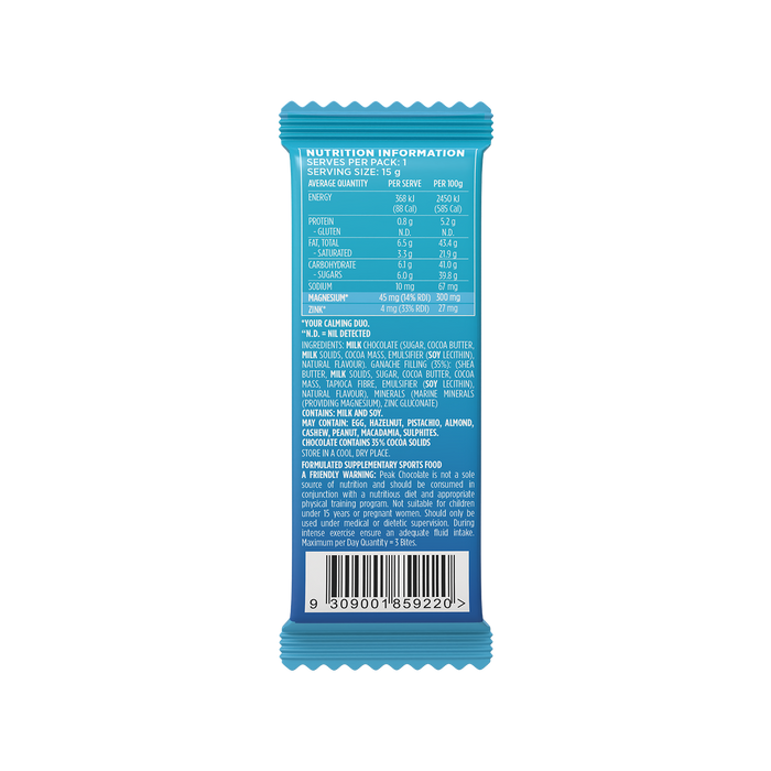 PEAK CHOCOLATE CALM BITE (15g) – Shelf Display Box (20 Units)